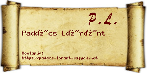 Padács Lóránt névjegykártya